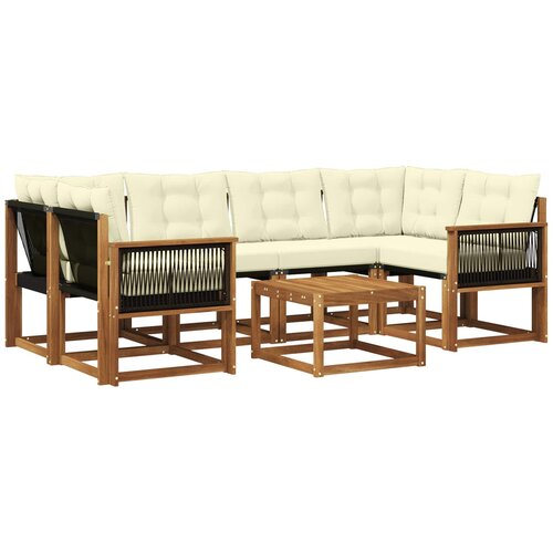 vidaXL Zunanja garnitura za sedenje z blazino 7 pcs Naravna in smetana, (5000273417) Cene