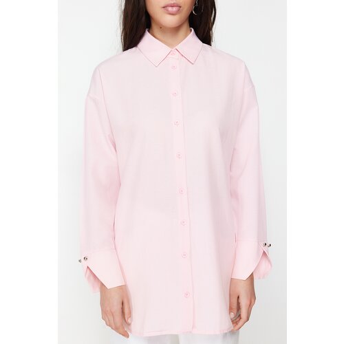 Trendyol Light Pink Cuff Detailed Woven Shirt Cene