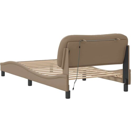  Okvir kreveta s LED svjetlom cappuccino 100x200 cm umjetna koža Slike