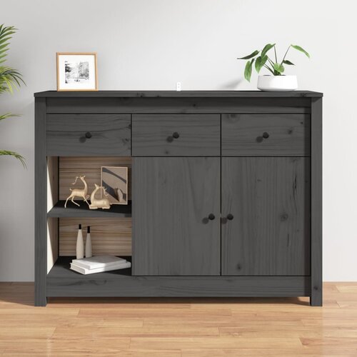 VidaXL Komoda siva 100x35x74 cm trdna borovina Slike