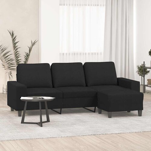  Trosjed s tabureom crni 180 cm od tkanine Cijene