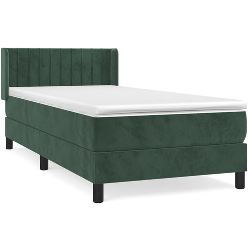 VidaXL Box spring postelja z vzmetnico temno zelena 100x200 cm žamet, (20895681) Slike