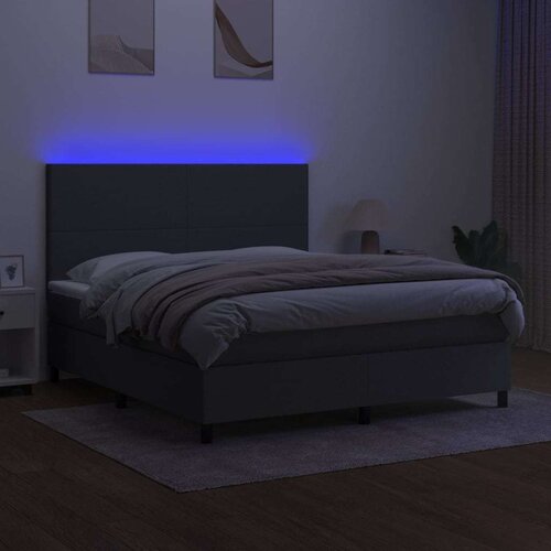  Box spring s madracem LED tamnosivi 160x200 cm tkanina Slike