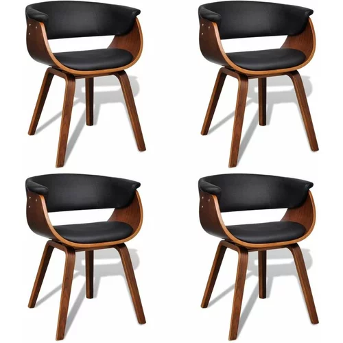  Blagovaonske stolice 4 kom od zaobljenog drva i umjetne kože