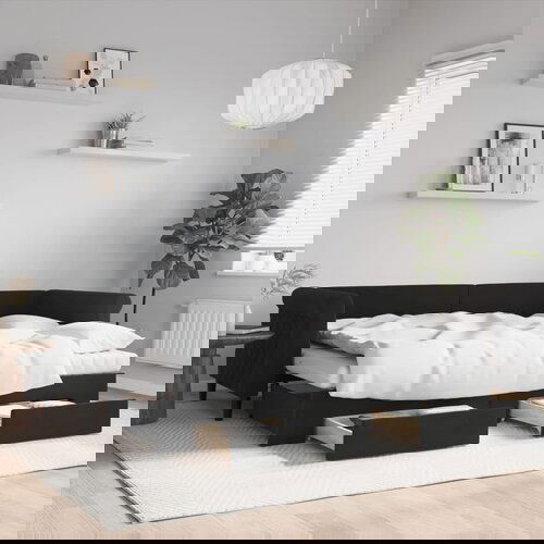  The Living Store Izvlečna dnevna postelja s predali črna 80x200 cm žamet - Izvlečna Dnevna Postelja, (21490412) Slike