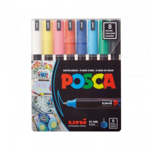 Marker Uni SET PC-1MR POSCA /0.7mm 8 KOM osnovne boje Slike