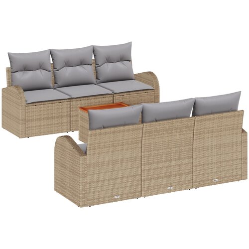 vidaXL 7-delna vrtna sofa skupina z blazinami Bež Poli ratan Akacija, (22092237) Cene