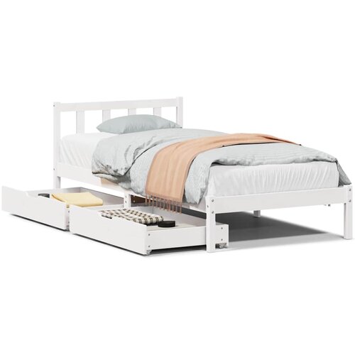 Maison Chic Postelja za odrasle - Posteljni Okvir brez vzmetnice bel 75x190 cm trdna borovina, (22082483) Cene