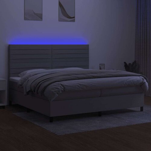  Krevet box spring s madracem LED svjetlosivi 200x200 cm tkanina Slike