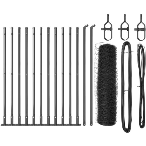 vidaXL Heksoidalna ograja Siva 0.4x25 m Jeklo, Ograjne stebri s podnožjem 13 kos Ø32mm 50cm Galvanizirano jeklo Cene
