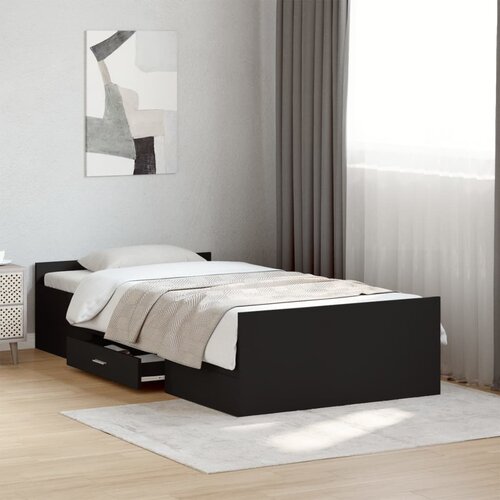Furnova Posteljni okvir s predali črn 100x200 cm inženirski les, (21935445) Slike