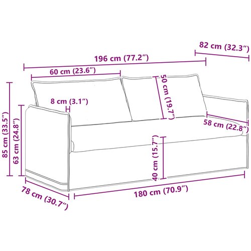  Set sofe 2 pcs Crna 196 x 82 x 85 cm Tkanina Slike