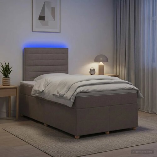  Boxspring krevet s madracem Sivosmeđa 120 x 190 cm Tkanina - Sivosmeđa 120 x 190 cm Dizajn linija Slike
