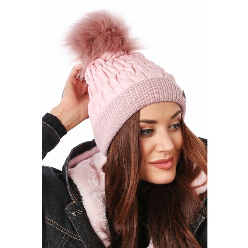 Fasardi Winter nylon hat with a pompom, pink Cene