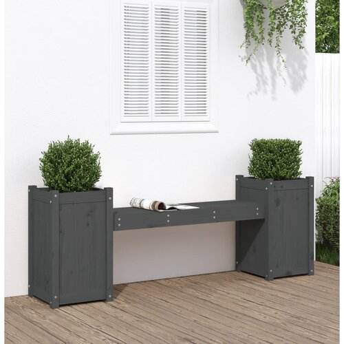 VidaXL Klupa sa sadilicama siva 180 x 36 x 63 cm od masivne borovine Slike