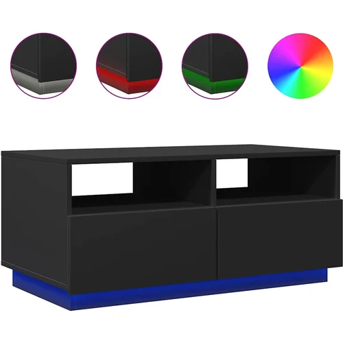 MAISON CHIC Klubska mizica - kavna mizica - Nizka mizica z LED lučkami črna 90x49x40 cm, (21752255)