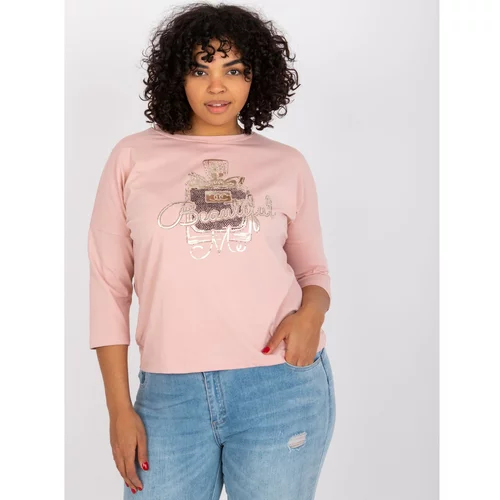 Fashion Hunters Dusty pink plus size blouse with a Vickey round neckline