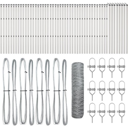 vidaXL Hexagonalna ograda 0,6x100 m Galvanizirani čelik, Ogradni stupovi 13 kom Ø32 mm 100 cm Galvanizirani čelik Cijene