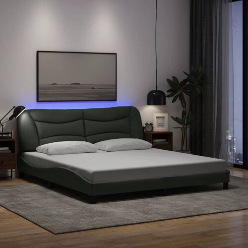  The Living Store Posteljni okvir z LED lučkami temno siv 180x200 cm blago - Posteljni Okvir, (21524498) Slike