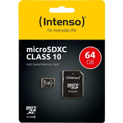 Intenso (Intenso) Micro SD Kartica 64GB Class 10 sa adapterom - SDXCmicro+ad-64GB/Class10