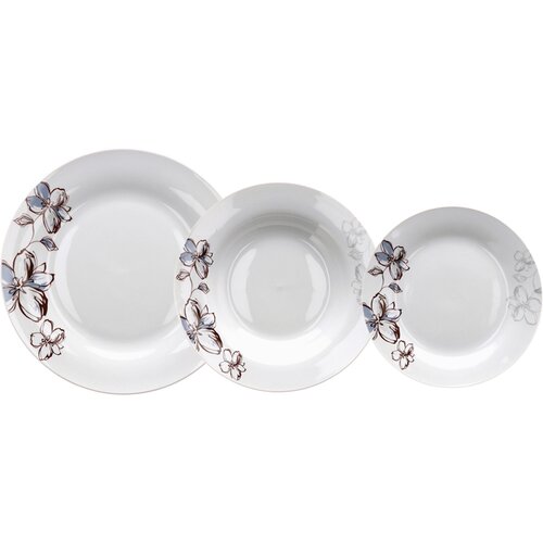 Ad trend 18-delni set krožnikov, rjavo-modra roža, porcelan Slike