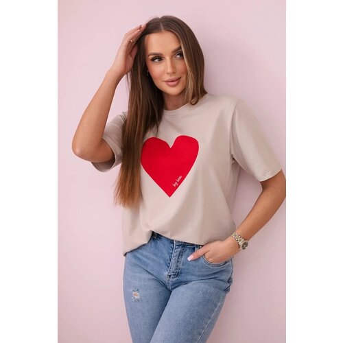 Kesi Cotton blouse with beige heart print Cijene