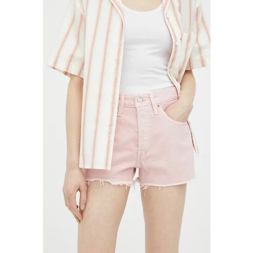 Levi's Traper kratke hlače za žene, boja: ružičasta, glatki materijal, visoki struk