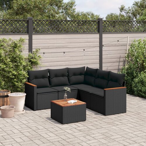 vidaXL 6-dijelni set vrtnih sofa s jastucima crni od poliratana Cijene