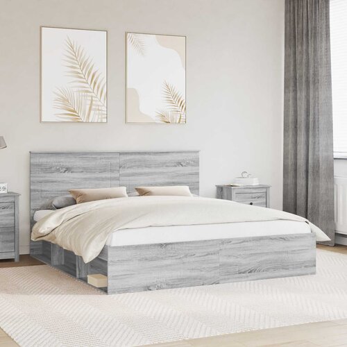  Krevetna konstrukcija s uzglavljem Siva Sonoma 200 x 200 cm Cijene