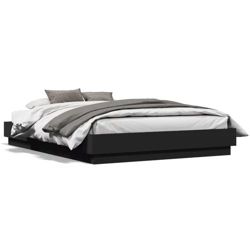 vidaXL Okvir kreveta s LED svjetlima crni 135 x 190 cm