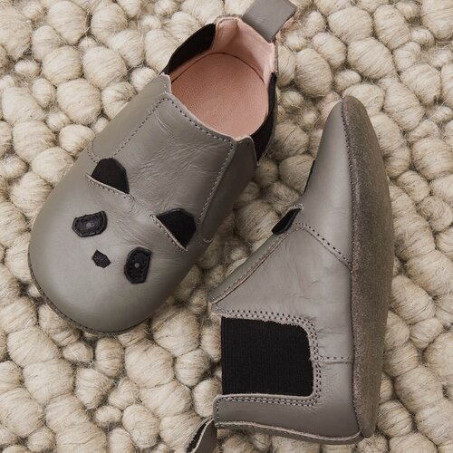 Liewood otro&amp;scaron;ki usnjeni copatki panda grey Slike