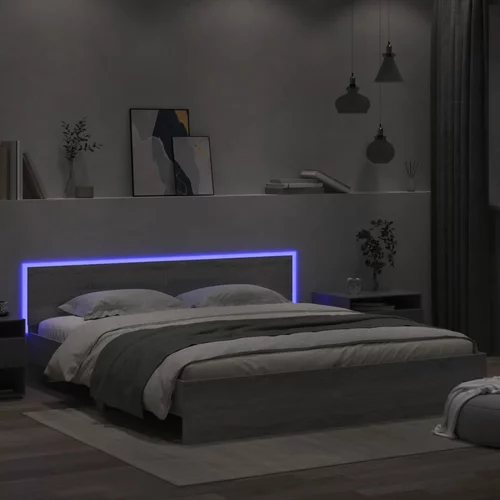 vidaXL Okvir kreveta s uzglavljem LED siva boja hrasta 180 x 200 cm