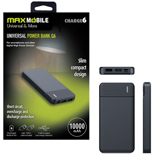 Max Mobile power bank box Q6 10000mAh DUAL USB crni Slike