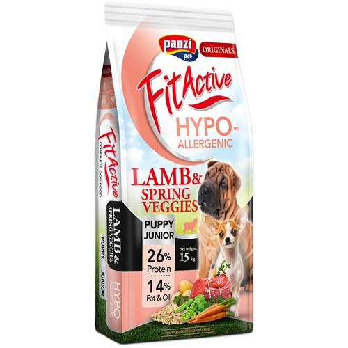 FIT ACTIVE Originals Puppy Hypoallergenic z jagnjetino in spomladansko zelenjavo - 15 kg Cene