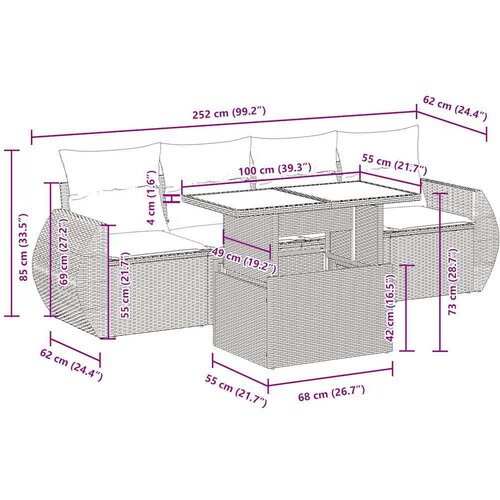 vidaXL 5-dijelni vrtni set sofa s jastucima bež od poliratana Cijene