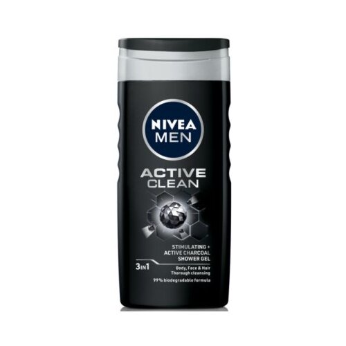 Nivea Men Active Clean gel za prhanje za telo, obraz in lase 250 ml za moške Cene