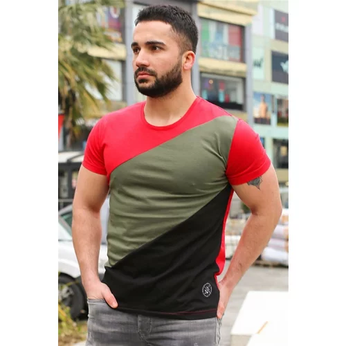 Madmext Color Block Red T-Shirt 3018