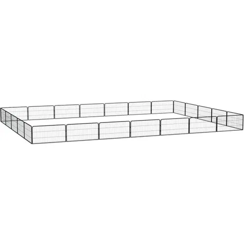  Ograda za pse s 24 panela crna 100 x 50 cm čelik obložen prahom