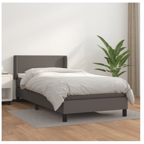  Box spring postelja z vzmetnico siv 100x200 cm umetno usnje Cene