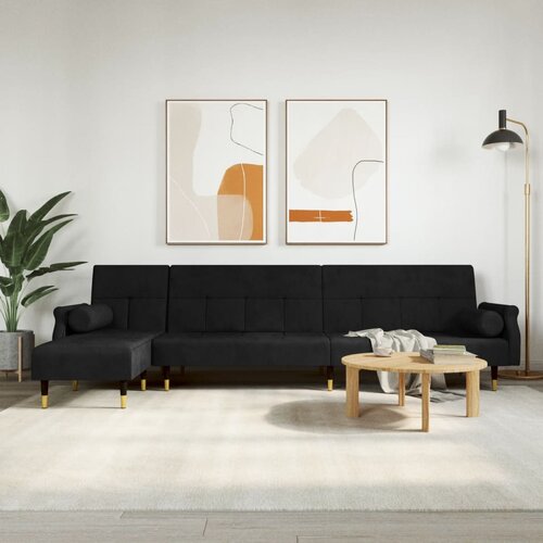 vidaXL Kutna garnitura na razvlačenje crna 271x140x70 cm baršunasta Cijene