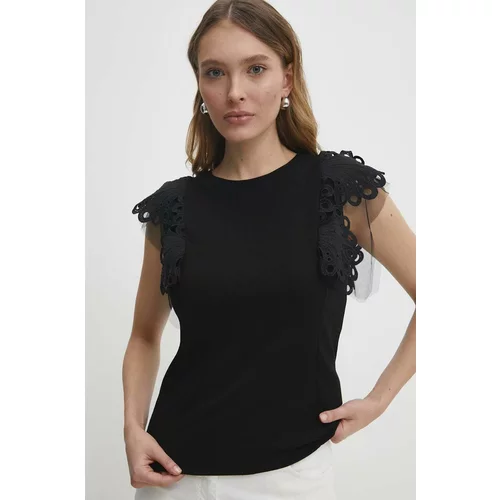 Answear Lab Bluza za žene, boja: crna, s aplikacijom
