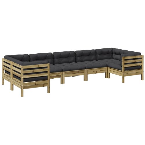  7-dijelni set vrtnih sofa od impregnirane borovine s jastucima Slike