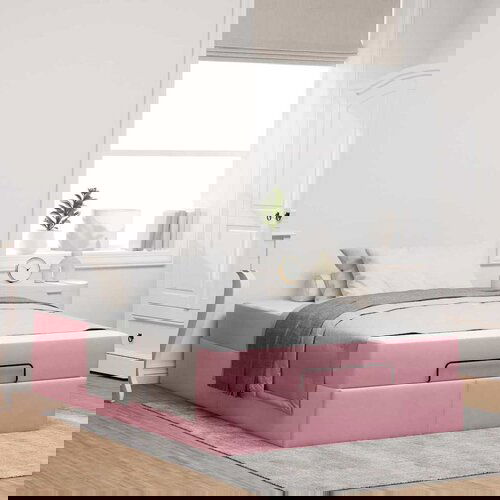 VidaXL Konstrukcija postelje z vzmetnico Roza 120 x 190 cm Žamet Slike