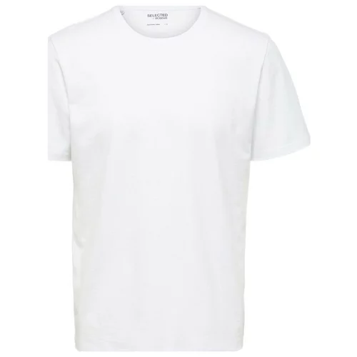Selected Majice & Polo majice Noos Pan Linen T-Shirt - Bright White Bela