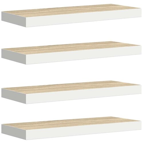  Plutajuće zidne police 4 kom hrast i bijele 60x23,5x3,8 cm MDF Slike