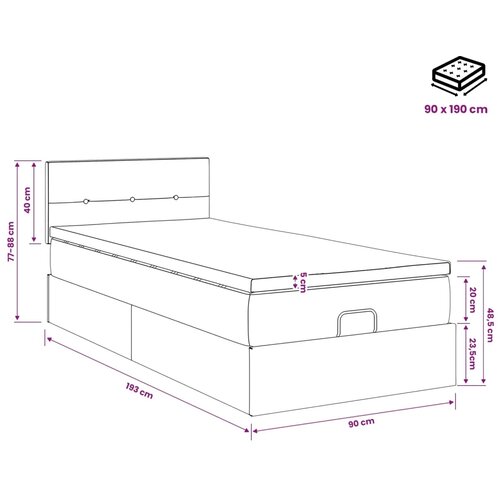  Podesivi krevet s madracem Ružičasta 90 x 190 cm Bar&amp;scaron;un - Ružičasta 90 x 190 cm Pro&amp;scaron;iveno gumbima Slike