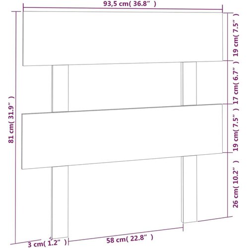 VidaXL uzglavlje za krevet 93,5 x 3 x 81 cm od masivne borovine Slike