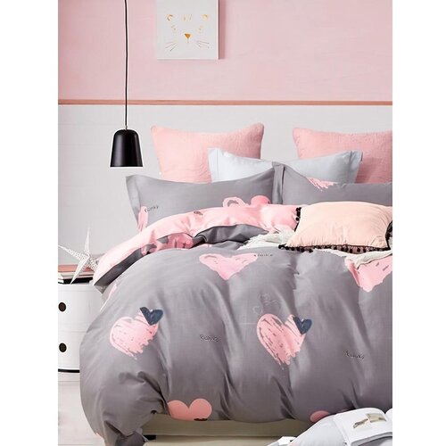 Mila Home Ružičasta/smeđa posteljina za bračni krevet/za produženi krevet od renforce pamuka s uključenom plahtom/4-dijelna 200x220 cm Beloved &amp;ndash; Slike