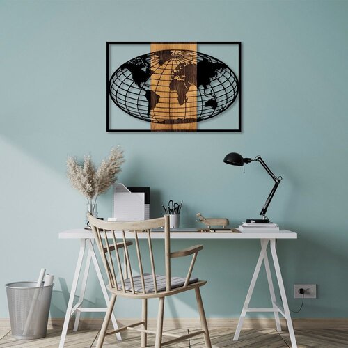 Wallity Zidna dekoracija World Map - 326, 87x3x58 cm, Crna Slike