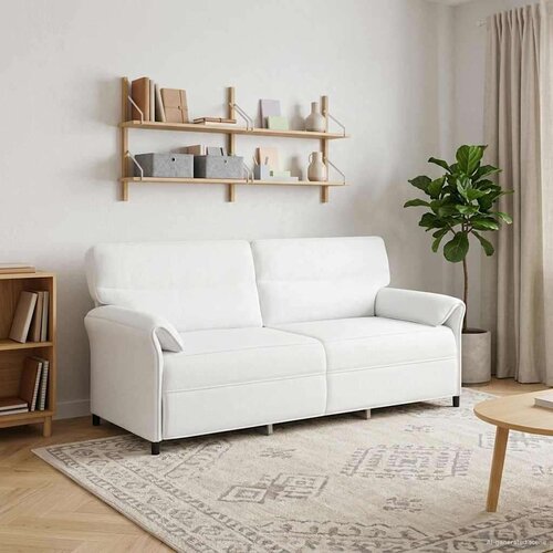 SOFA 100% poliester metalna konstrukcija MDF &Scaron;perploča - Bijela 3-sjedalna (180 cm) Cijene